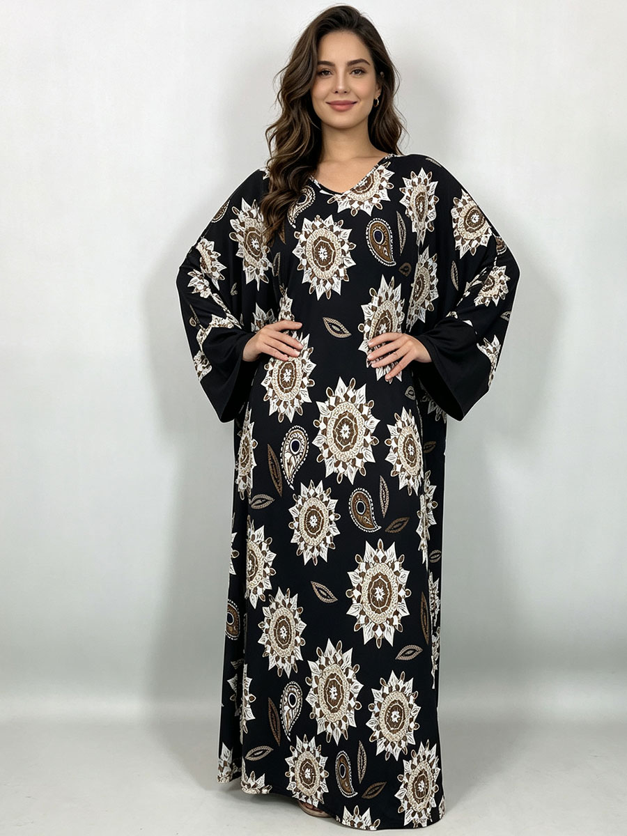 Boho Summer Beach Maxi Dress - 여성용 플러스 사이즈 맥시 드레스, 블랙