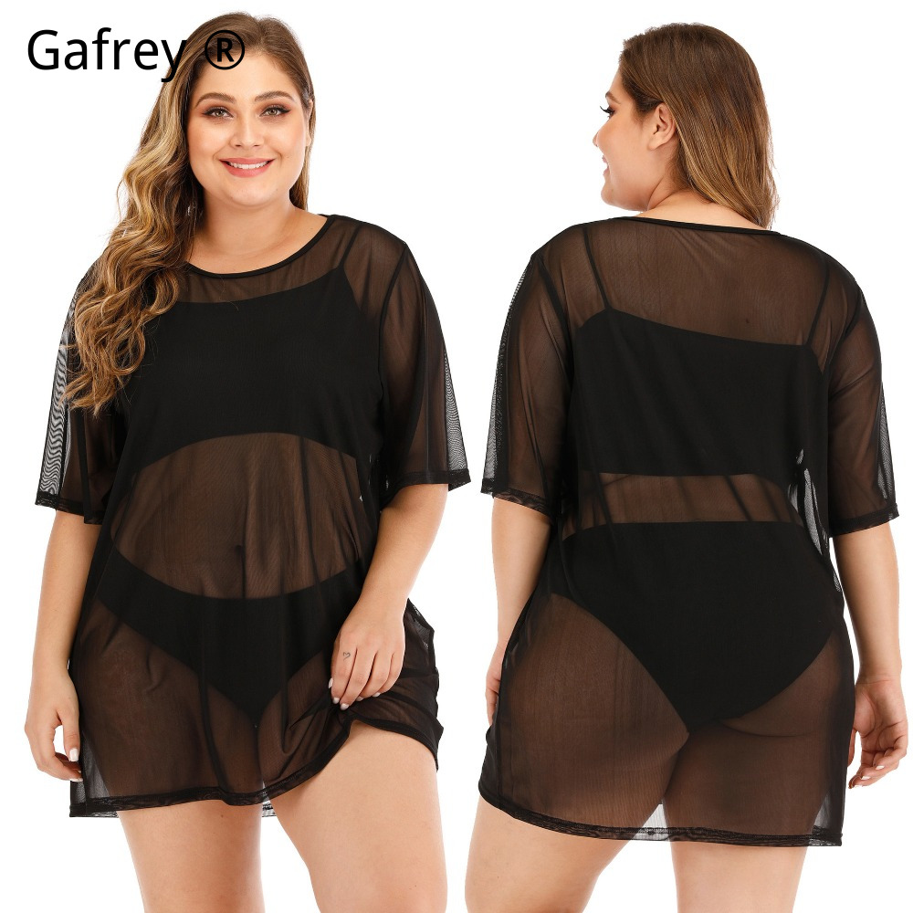Sexy Mesh Sheer Bodycon Dress - 플러스 사이즈 섹시 메쉬 비치 드레스