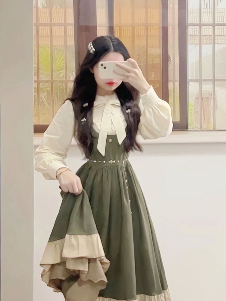 Korean Style A Line Shirt Dress - 2025 신상 일본 한국 귀여운 프레피