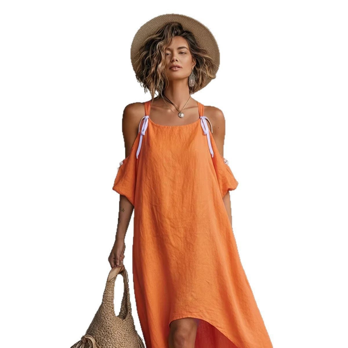 여름 여성 드레스 퍼프 슬리브 홀터넥 드레스 여성 여름 - Off Shoulder Puff Sleeve Sundress 리뷰 및 가격