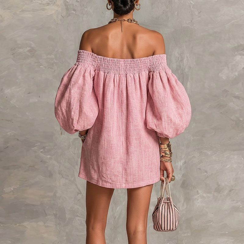 여성용 솔리드 오프숄더 뉴 드레스 롱 퍼프 슬리브 스모 - Off Shoulder Puff Sleeve Sundress 리뷰 및 가격