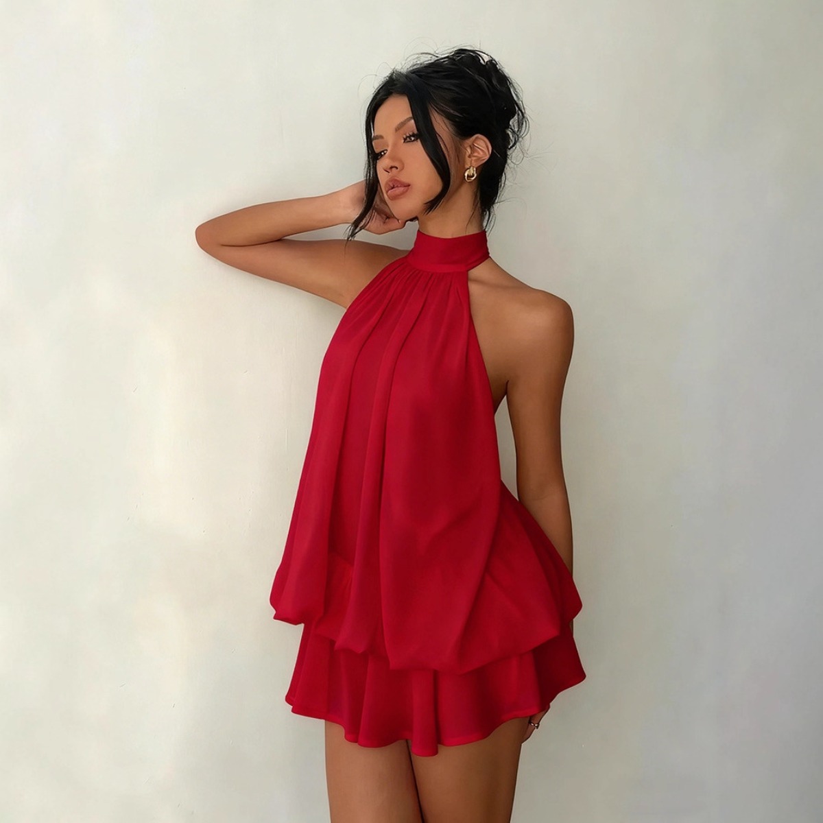 여성용 홀터넥 드레스, 백리스 타이 프론트 시폰 시어  - Y2K Backless Halter Mini Dress 리뷰 및 가격