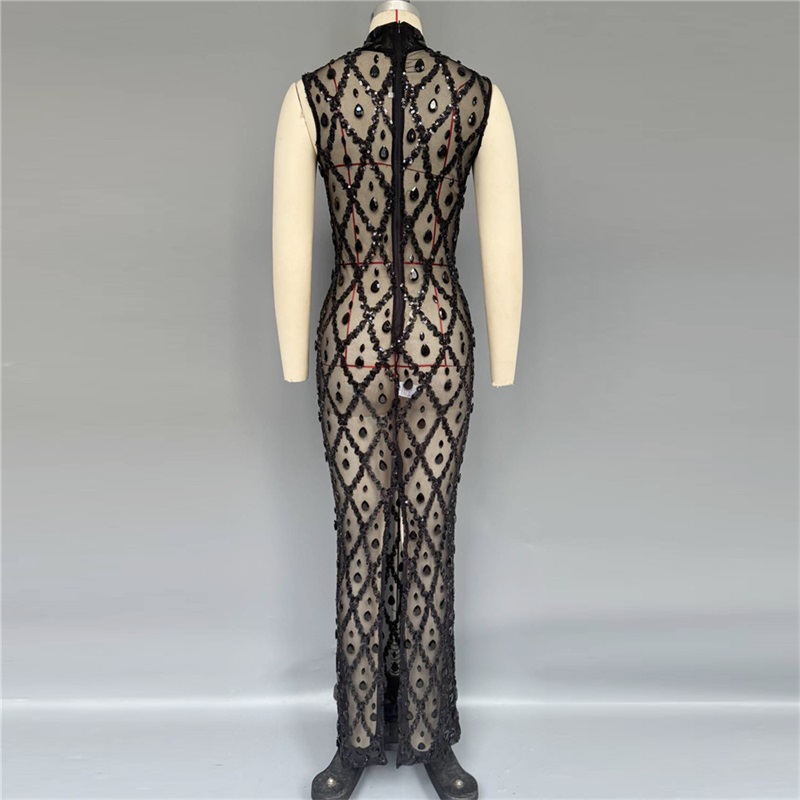 블랙 반짝이는 섹시한 프롬 드레스, 하이넥 민소매 시스 - Sexy Mesh Sheer Bodycon Dress 리뷰 및 가격