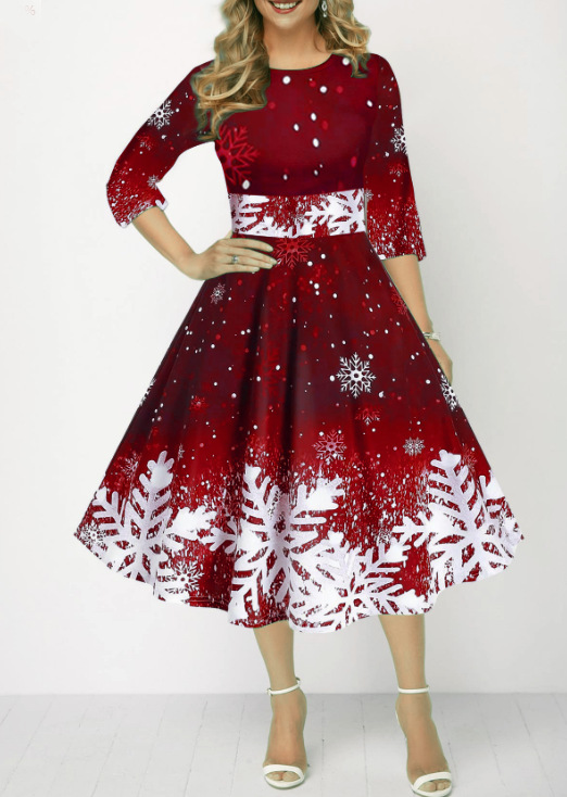 겨울 크리스마스 드레스 여성 빈티지 가운 스윙 우아한  - French Vintage Floral Midi Dress 리뷰 및 가격
