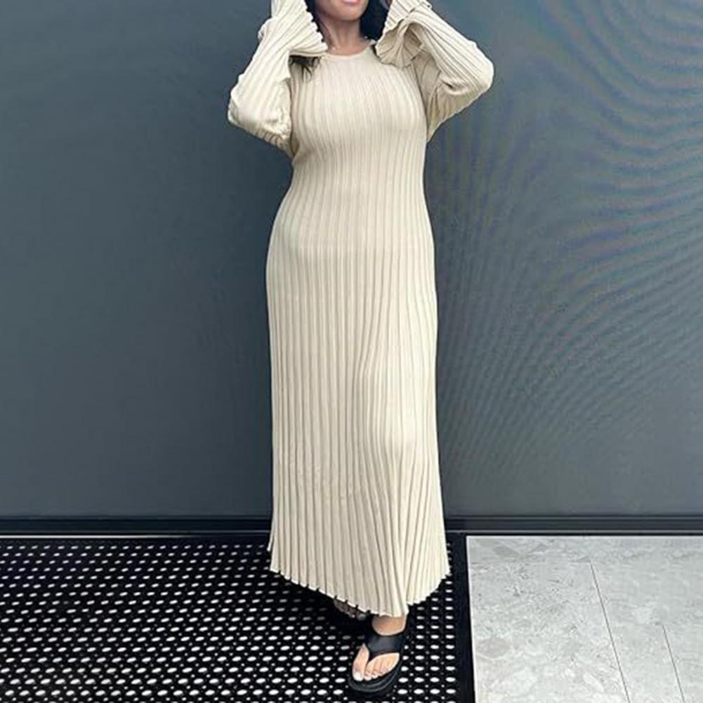 골지 니트 드레스 여성용 긴팔 니트 맥시 드레스 크루넥 - Bodycon Long Sleeve Ribbed Dress 리뷰 및 가격