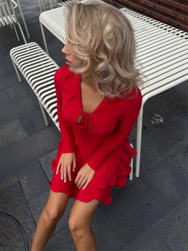 토시 바디콘 미니 드레스 긴팔 레이스업 골지 니트 티어 - Bodycon Long Sleeve Ribbed Dress 리뷰 및 가격
