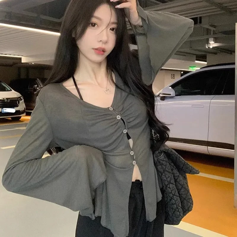 쉬어 플레어 슬리브 블라우스 - Y2K 페어리 스윗 하 - Blouses 리뷰 및 가격