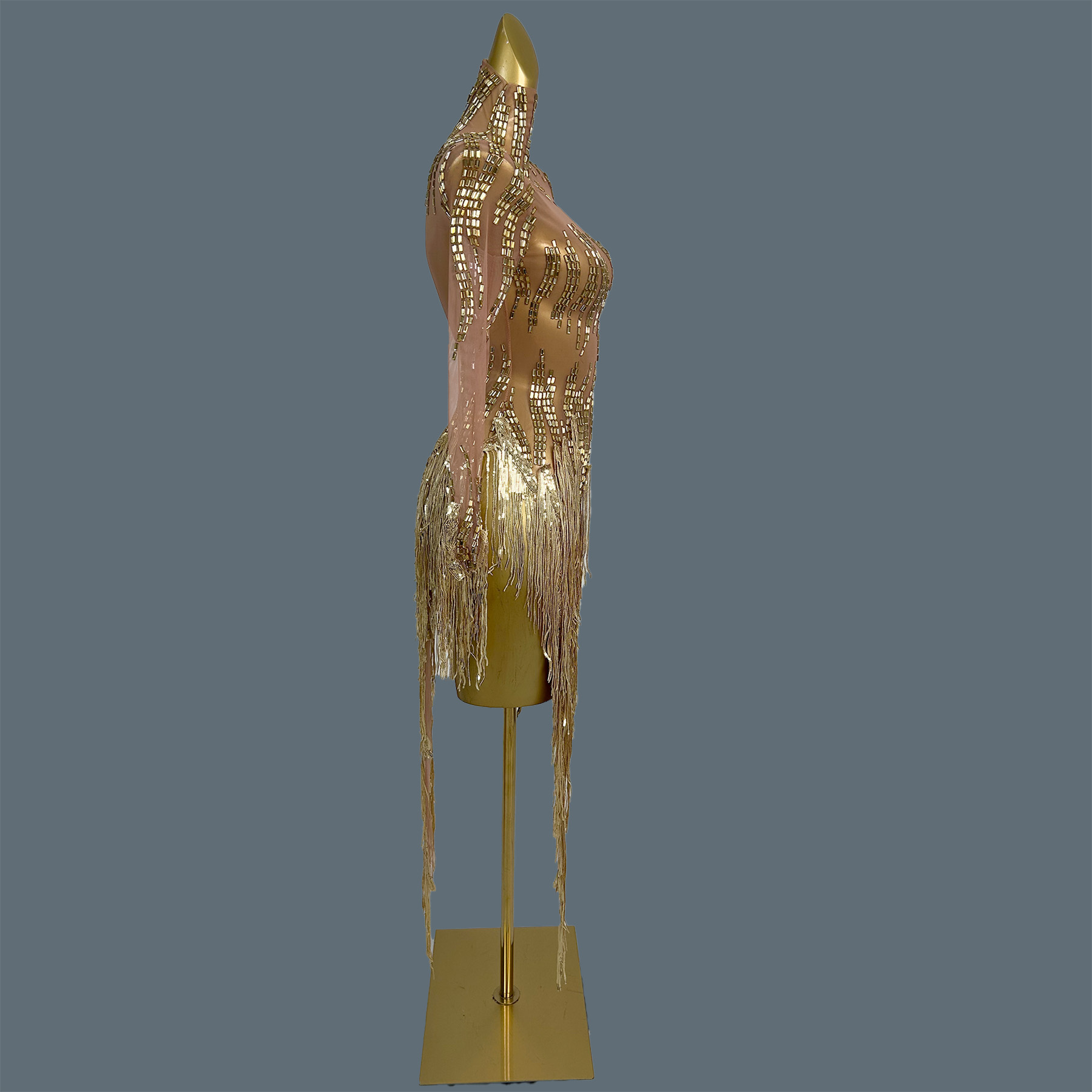 파티 무대 공연 반짝이는 라인스톤 골드 시스루 메쉬 미 - Sparkly Rhinestone Club Party Dress 리뷰 및 가격