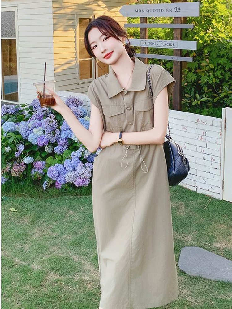 슬리밍 플러스 사이즈 한국 스타일 통근 셔츠 드레스 여 - Korean Style A Line Shirt Dress 리뷰 및 가격