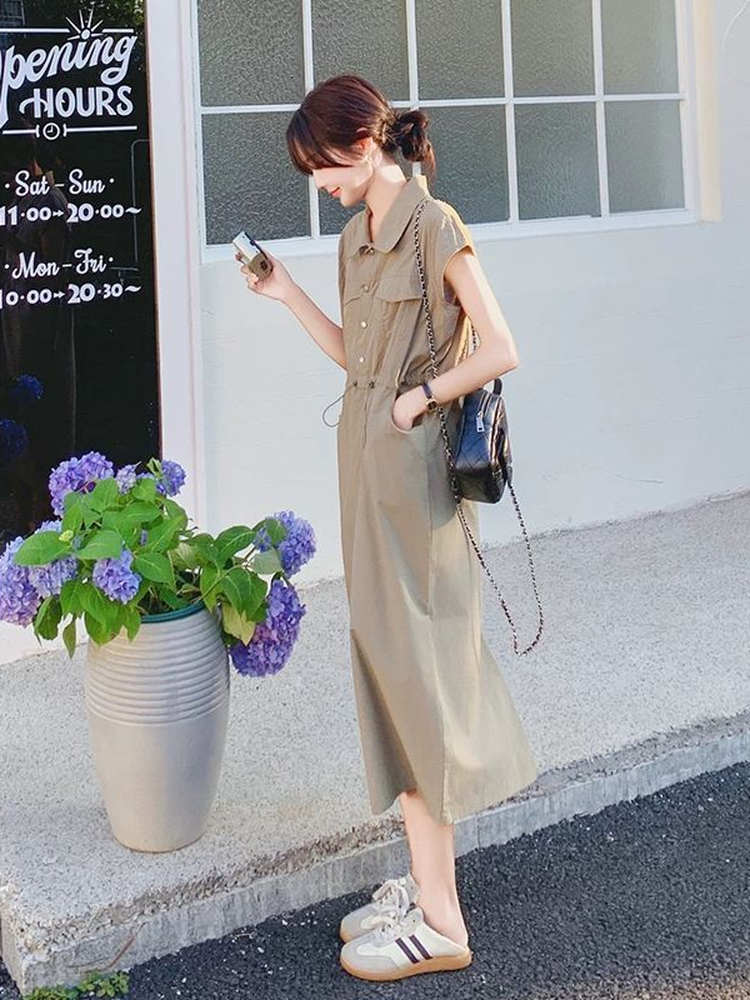 슬리밍 플러스 사이즈 한국 스타일 통근 셔츠 드레스 여 - Korean Style A Line Shirt Dress 리뷰 및 가격
