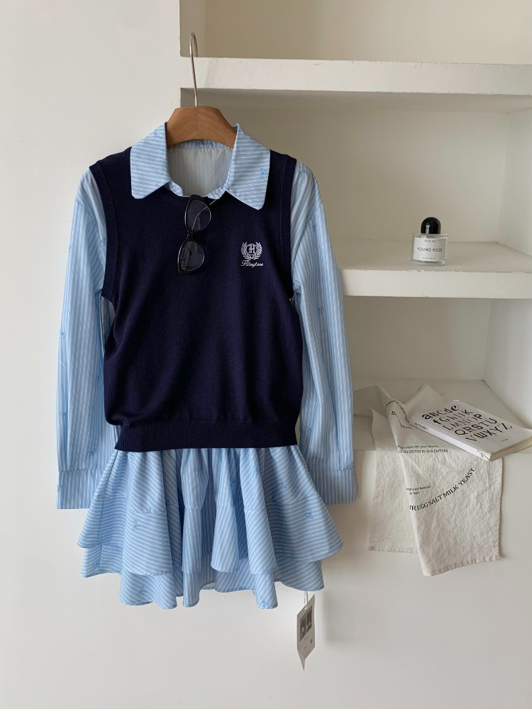 봄 가을 한국 패션 대학 스타일 투피스 세트 여성 긴팔 - Korean Style A Line Shirt Dress 리뷰 및 가격