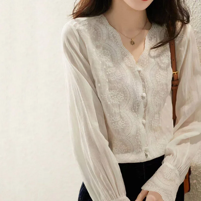 GELITAYIN v 넥 긴 소매 리넨 블라우스 가을  - Casual Loose Linen Shirt Dress 리뷰 및 가격