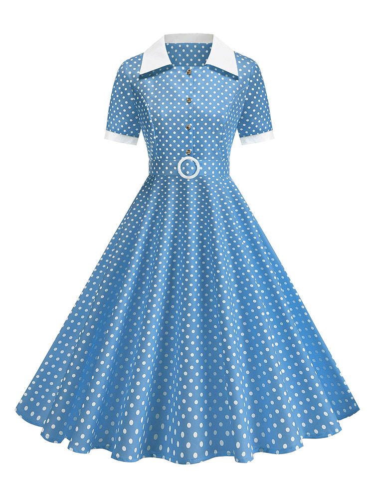 빈티지 여성 여름 원피스 폴카 도트 피터팬 칼라 스윗  - French Vintage Floral Midi Dress 리뷰 및 가격