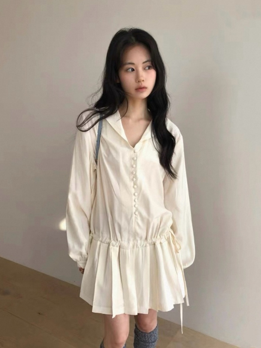 슬리밍 긴팔 셔츠 드레스 여성용 시크한 개성 신선한 주 - Korean Style A Line Shirt Dress 리뷰 및 가격
