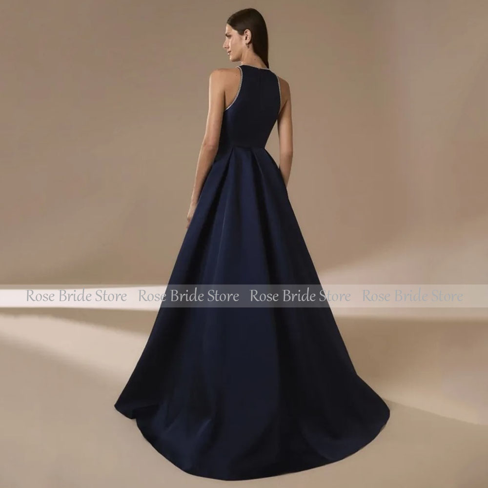 네이비 블루 새틴 여성용 이브닝 드레스 2025 비딩  - Elegant Satin Evening Gown Split 리뷰 및 가격