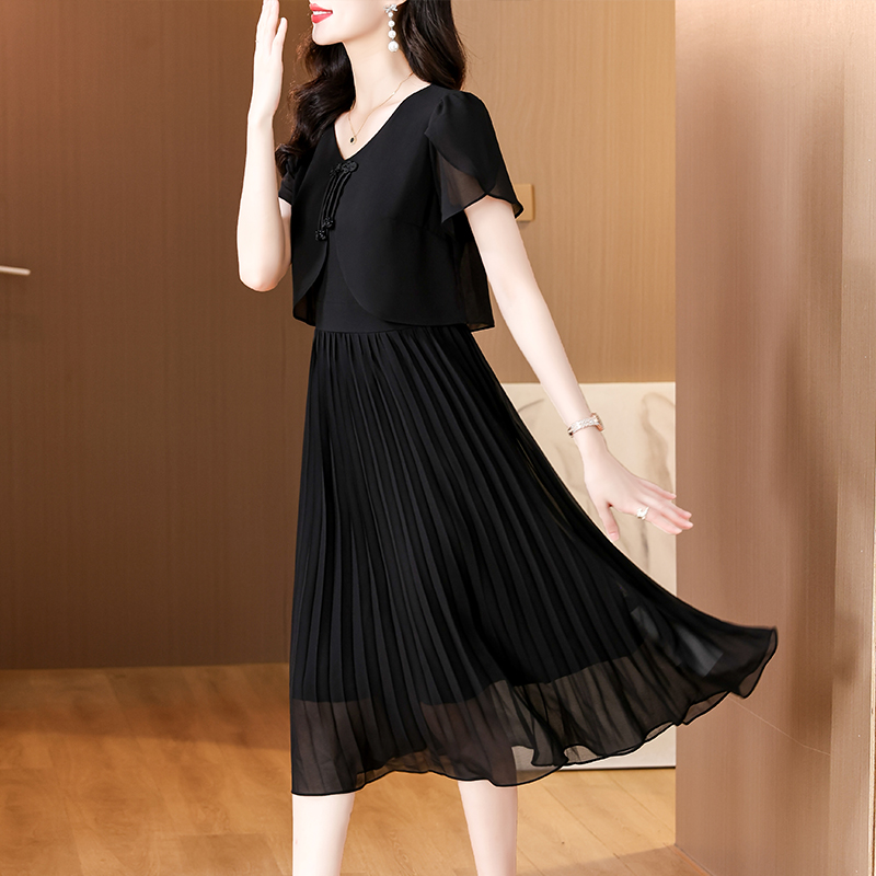 2025 여름 솔리드 쉬폰 캐주얼 미디 플리츠 드레스  - French Vintage Floral Midi Dress 리뷰 및 가격